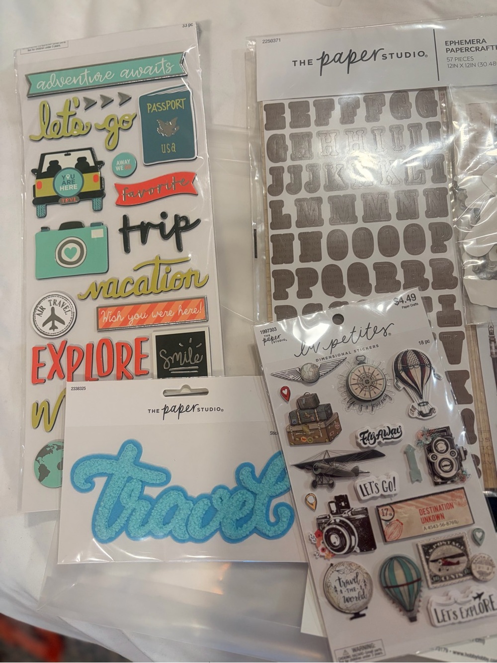The Paper Studio Travel Sticker & Ephemera Pack - Turquoise Accents